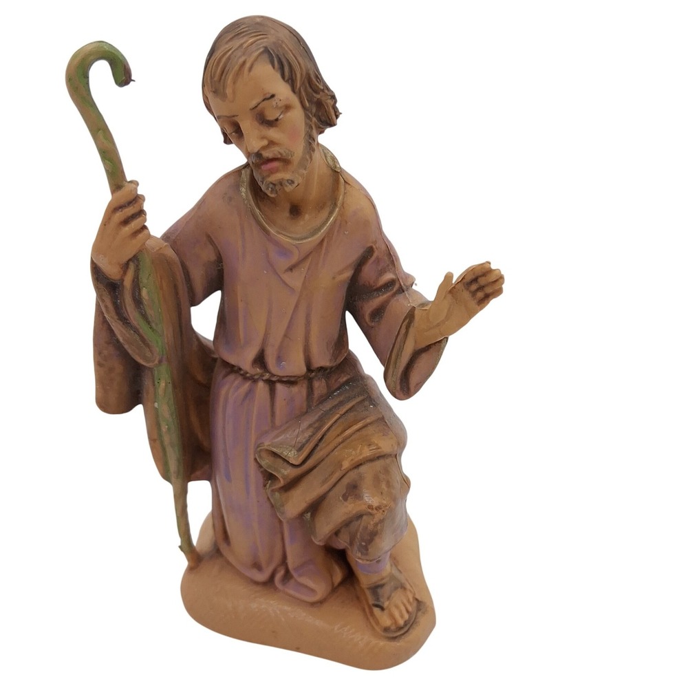 Vintage Fontanini Depose Italy Nativity Kneeling Shepherd with Staff Figure